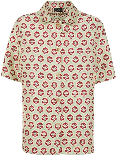 Etro Jacquard Bowling Shirt Clothing In Yellow