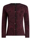 Etro Jacquard Buttoned Cardigan In Red