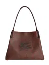 Etro Women Coated Canvas Shoulder Bag With Paisley Jacquard Pattern In Brown