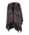 Etro Midnight Dream Lurex Cape With Leather Trim In Multi