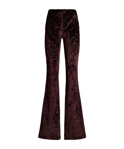 Etro Jacquard Chenille Flared Trousers In Burgundy