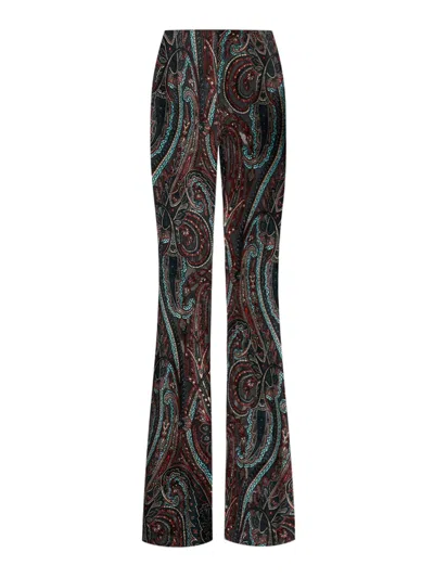 Etro Jacquard Chenille Flared Trousers With Paisley Pattern In Multi