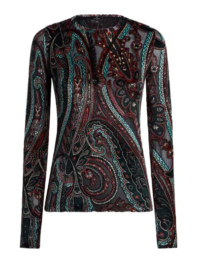Etro Jacquard Chenille Sweater With Paisley Pattern In Multi