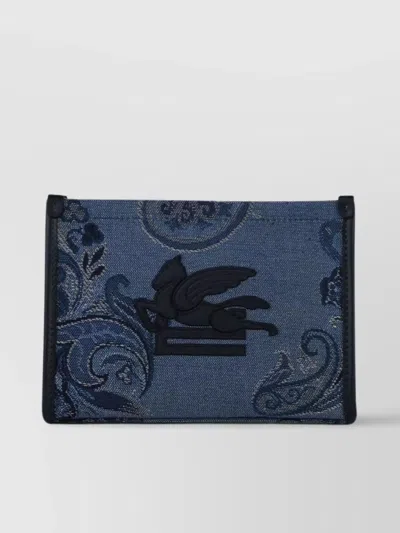 Etro 'jacquard' Clutch Embroidered Detailing In Blue