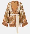 Etro Belted Intarsia Cotton-blend Cardigan In Multi