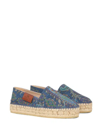Etro Jacquard Cotton Paisley Espadrille In Blue