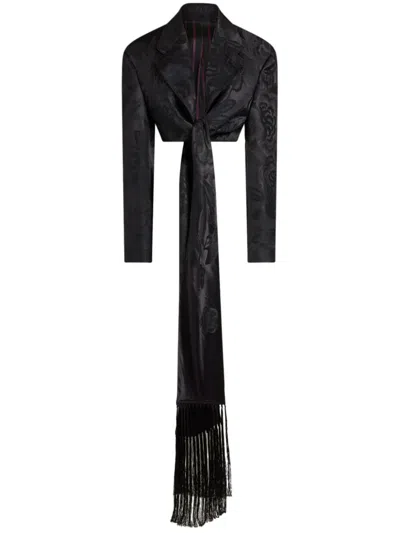 Etro Jacquard Jacket With Embroidery In Black