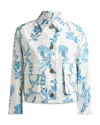 Etro Floral-embroidered Patch-pockets Jacket In Blue