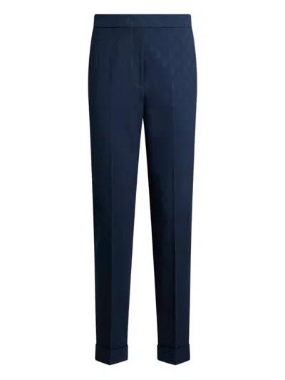 Etro Jacquard Cropped Trousers In Blue
