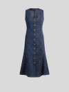Etro Button-front Denim Paisley Midi Dress In Blue