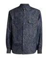 Etro Paisley Cotton & Linen Denim Overshirt In Azzurro