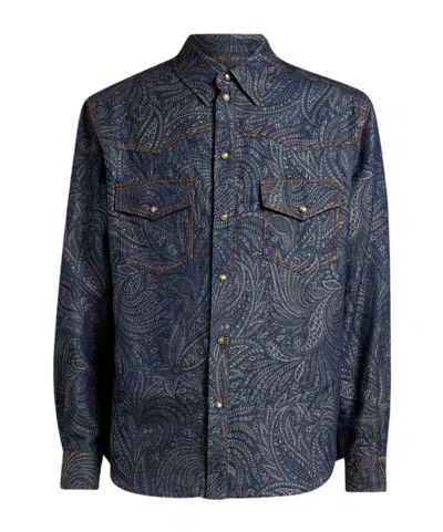 ETRO ETRO ALL-OVER JACQUARD CURVED HEM SHIRT