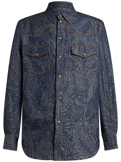 ETRO JACQUARD DENIM SHIRT JACKET