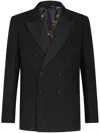 Etro Jacquard Double-breasted Blazer In Black