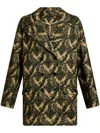 Etro Women Double-breasted Coat With Multicolor Motif In Green