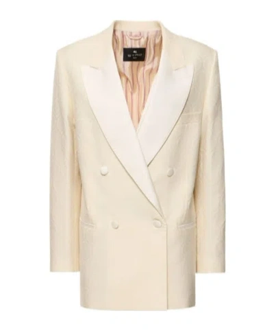 Etro Jacquard Double Breasted Jacket In Multi Beige