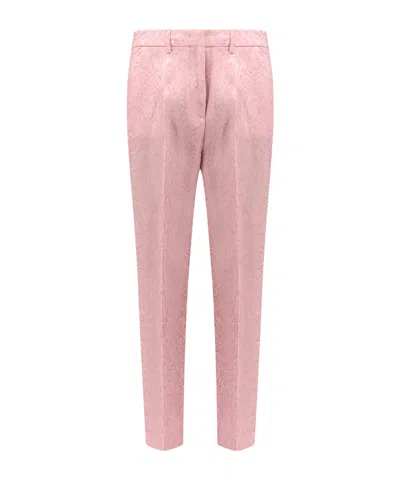 Etro Jacquard Effect Trousers In Pink