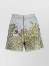 Etro Jacquard Fabric Landscape Drawing Embroidered High Waist Shorts