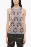 Etro Crystal Feather Embellished Foulard Knit Tank Top