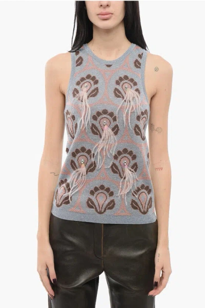 ETRO JACQUARD FEATHER TANK TOP