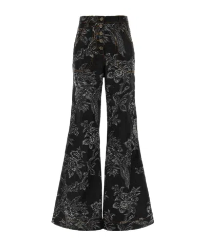 Etro Jacquard Flared Jeans In Black