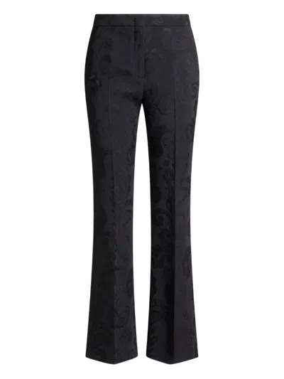 Etro Jacquard Flared Trousers In Black