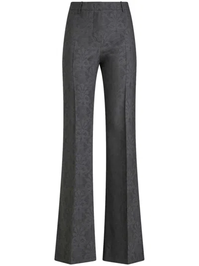 Etro Jacquard Flared Trousers In Black