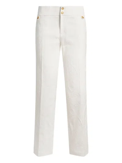 Etro Jacquard Flared Trousers In White