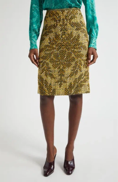 ETRO ETRO JACQUARD FLORAL BASKET WEAVE WOOL SKIRT