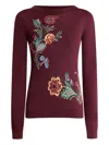 Etro Jacquard Floral-embroidered Sweater In Burgundy