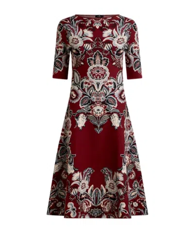 Etro Jacquard Floral Midi Dress In Red
