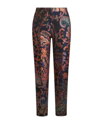 Etro Jacquard Floral-paisley Cigarette Trousers In Multi