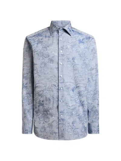 Etro Jacquard Floral Paisley Shirt In Blue