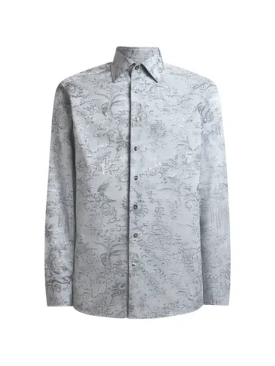 Etro Jacquard Floral Paisley Shirt In Gray