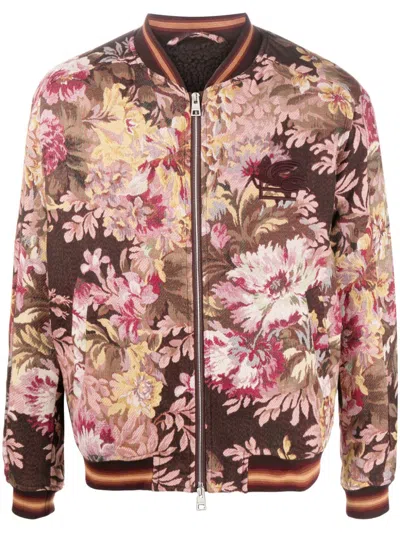 Etro Jacquard Floral-print Bomber Jacket For Men In Multi