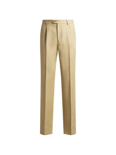 Etro Jacquard Floral Trousers In Brown