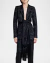 Etro Jacquard Fringe-tie Wrap Jacket In Black