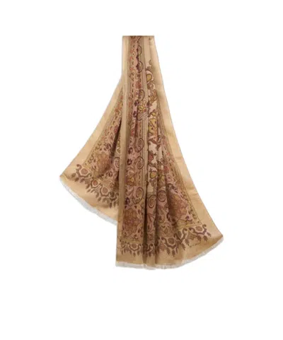 Etro Jacquard Fringed Edge Scarf In Nude