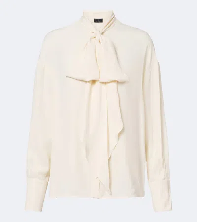 Etro Jacquard Georgette Blouse In White