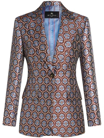 Etro Jacquard Jacket Clothing In Blue