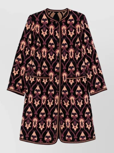 Etro Jacquard Jacket Contrast Trim Geometric Motif In Multi