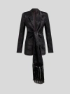 Etro Jacquard Fringe-tie Wrap Jacket In Black