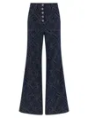 Etro Flared Jacquard Denim Jeans With Pegaso Buttons In Blue