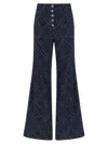 Etro Flared Jacquard Denim Jeans With Pegaso Buttons In Blue