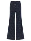 Etro Flared Jacquard Denim Jeans With Pegaso Buttons In Blue