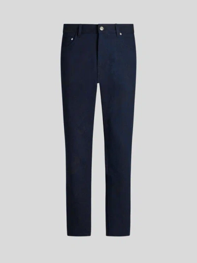 Etro Slim-cut Jacquard Jeans In Navy Blue