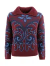 Etro Chunky Knitwer With Shawl Collar Knitwear Multicolor In Purple