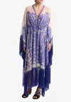 Etro Jacquard Kaftan With Fringing In Purple
