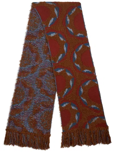 Etro Jacquard Knit Scarf In Brown