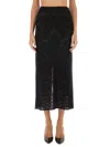 Etro Sheer Fabric Knit Skirt With Side Slit In Black
